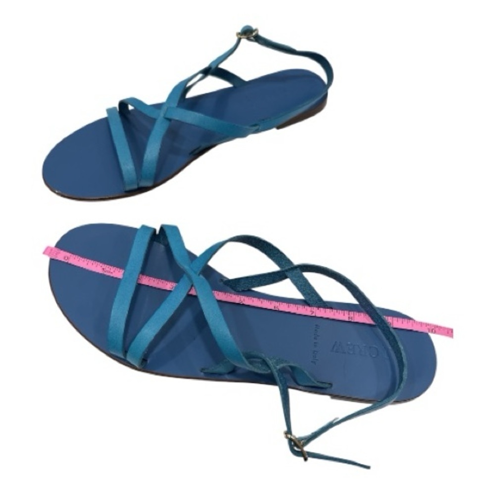 J. Crew Blue Strappy Sandals flat size 10.5 made in Italy - Picture 6 of 12